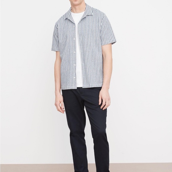 VINCE cabana stripe button down blue size M